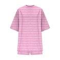 thumbnail image 4 of BRGZLK Summer Sets for Women Trendy Striped Round Neck Short Sleeve Oversized T Shirts and Slim Shorts Soft Comfy Sets Tracksuit Outfits Pink XL, 4 of 6