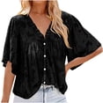 thumbnail image 1 of Cárdigan de encaje de manga corta con cuello en V para mujer de verano, camisetas sueltas Fridja  hkj2325, 1 of 8