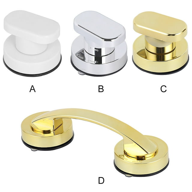 pitrice Door Handrail Safety Plastic Wall Handle Suction Cup Reusable Grab for Kitchen Bathroom, S, Gold