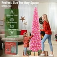 thumbnail image 4 of HMASYO 6 FT Pop Up Christmas Tree with 100 LED Lights & Remote, Pink Christmas Tinsel Tree, Collapsible Artificial Pencil Tree for Home Office Party Decor, USB Powered Timer Lights, Easy Assembly, 4 of 8