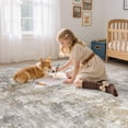thumbnail image 3 of UERMEI 10x14 Washable Area Rugs for Living Room, Modern Abstract Printed Rug, Vacuum-Friendly, Non Slip Indoor Rug for Bedroom Dining Room Home Decor Carpet, Light Brown/Gold, 3 of 9