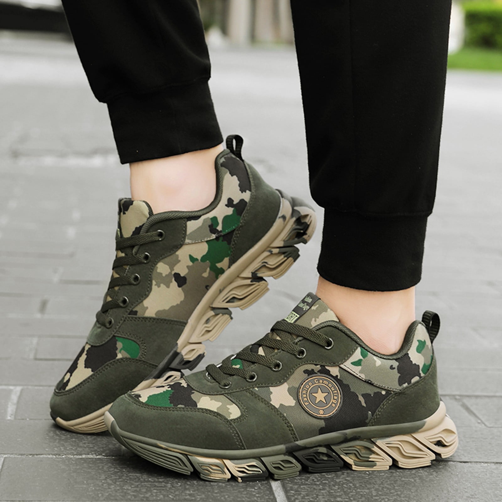 Mepaouo Women Running Shoes Army Green Military Hiking Shoes Suede Comfortable Walking Shoes