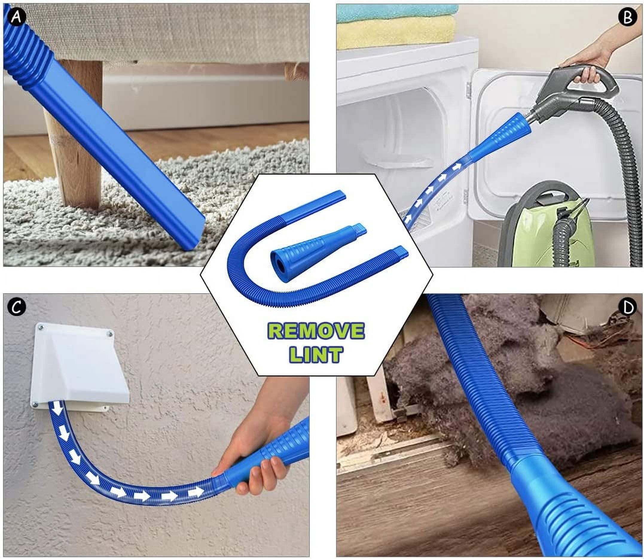 WTYYC 2 Pieces Dryer Vent Cleaner Kit, Dryer Lint Vacuum Attachment with Dryer Lint Remover Brush for Power Washer and Dryer Vent Vacuum Hose (Deep Blue)