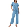 thumbnail image 2 of OIOLOYJM 2 Piece Post Surgery Recovery Sets for Men Women Cotton Soft Breathable Tear Away Side Snap Outfits Short Sleeve Shirt and Lounge Pants Sets Sky Blue S, 2 of 5