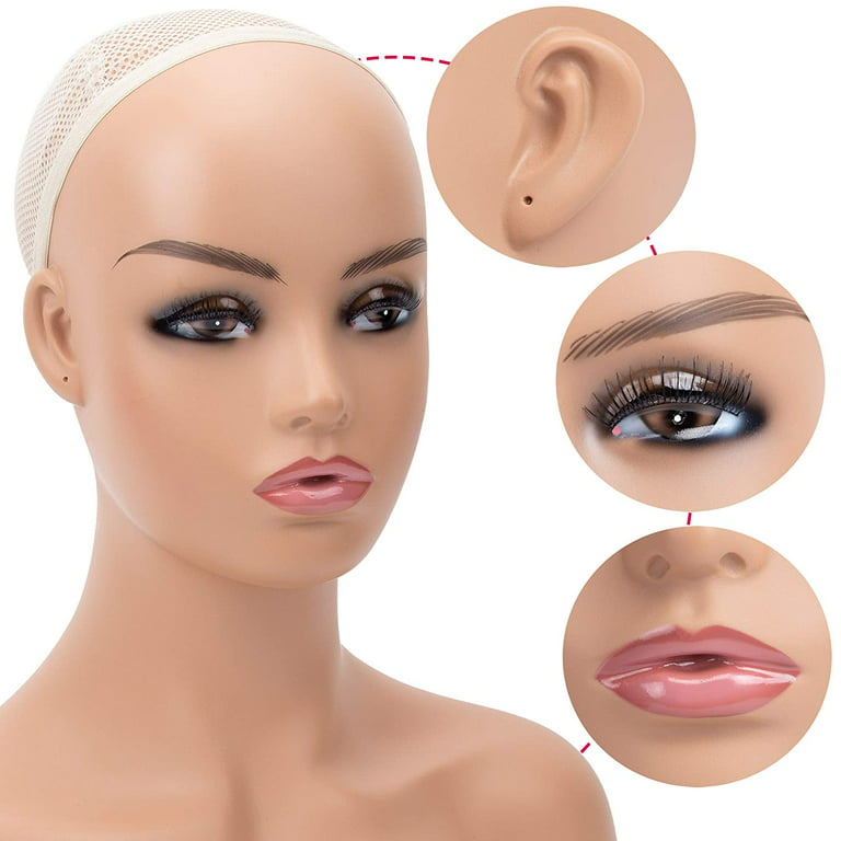 A1 Pacific Mannequin PVC Manikin Head Realistic Mannequin Head Bust Wig  Mask Stand for Wigs Display Making Styling PMH-DB7645 (16.5 Inches,  Caucasian) 16.5 Inch (Pack of 1) Caucasian