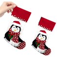 thumbnail image 2 of Apeya Kids Christmas Stocking 3D Plush Fox Penguin Santa Reindeer Character Red Cuff for Fireplace Hanging Holiday Decor Family Gift Home Decoration, 2 of 5