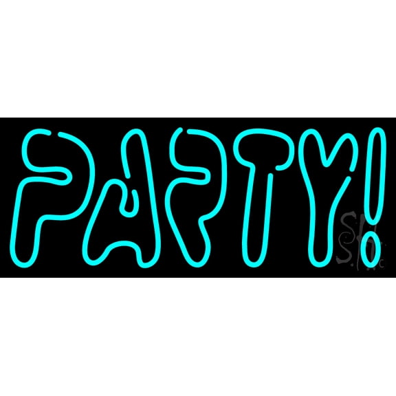 Double Stroke Party LED Neon Sign 13 x 32 - inches, Black Square Cut Acrylic Backing, with Dimmer - Bright and Premium built indoor LED Neon Sign for Event, Party.