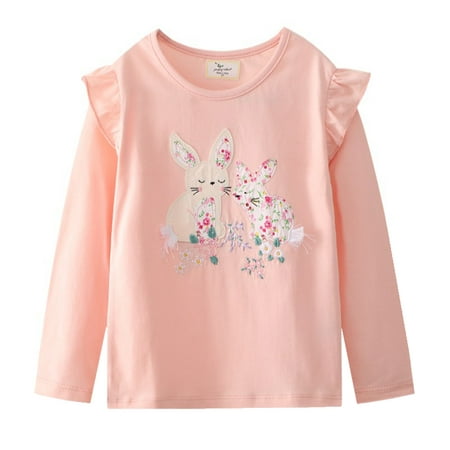 

Aolyty Toddler Girls T Shirts Rabbit Easter T-Shirt Long Sleeve Tops 3T