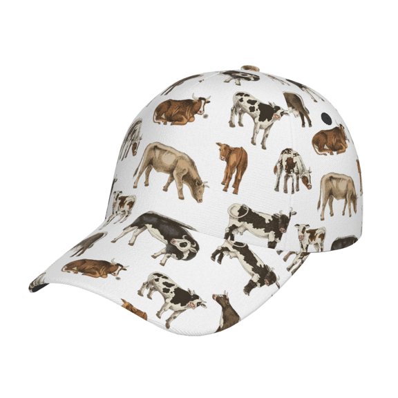 Fotbe Cow Classic Baseball Cap, Adjustable Snapback Hats, Outdoor Baseball Hat for Men and Women Cotton Soft