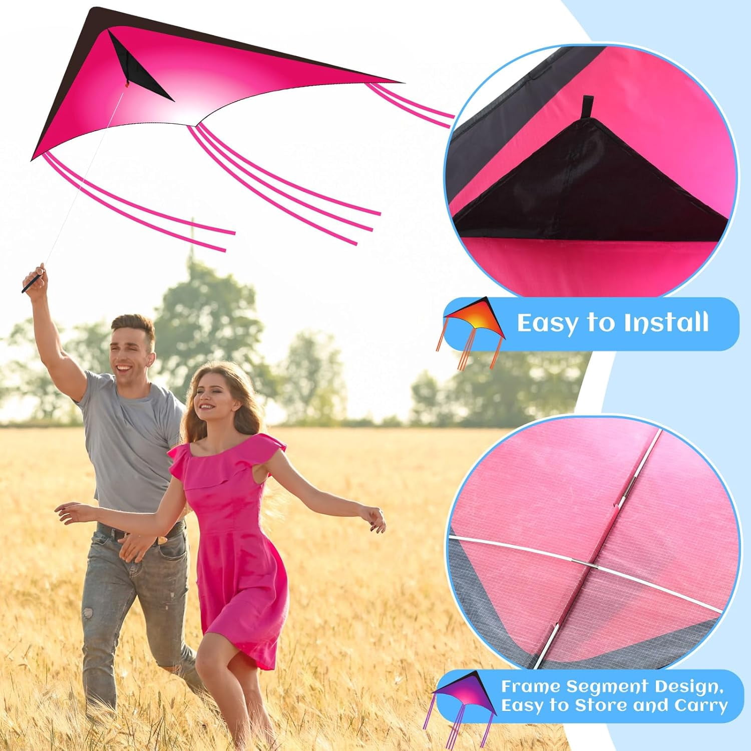 Large Delta Kites for Adults Easy to Fly 57.1 Inch with 328.1 ft String Rainbow Beach Delta Kites for Beginner Outdoor Supplies(Novel)