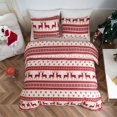 thumbnail image 2 of Juego de funda nórdica de fibra de poliéster para Navidad, juego de cama con copos de nieve de alce navideño rojo y azul, funda de edredón de microfibra suave y cómoda, 2 of 4