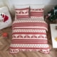 thumbnail image 2 of Juego de funda nórdica de fibra de poliéster para Navidad, juego de cama con copos de nieve de alce navideño rojo y azul, funda de edredón de microfibra suave y cómoda, 2 of 5