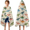thumbnail image 3 of Beige Colorful Dinosaurs Pattern Hooded Bath Towel，50"x30" for Ages 3 To 12 Kids, Quick Dry Lightweight Soft Microfiber Hood Beach Towel Cover Up for Kids, 3 of 7