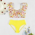thumbnail image 2 of LNMQLPDBS Swimsuits for Kids Girls 2 Piece Bikini Set Ruffle Trim Sleeveless Bathing Suit Pretty Flower Printed Tankini Sets Girls' Swimwear for 8-12 Years Trendy Beachwear for Summer Vacation, 2 of 8