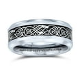 thumbnail image 4 of Bling Jewelry Mens Celtic Knot Titanium Wedding Band Ring Dragon Carbon Fiber, 4 of 5