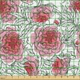 thumbnail image 2 of Ambesonne Summer Fabric by the Yard Upholstery, Outline Peony Flowers Art, 10 Yards, Pastel Pink and Dark Grey, 2 of 5