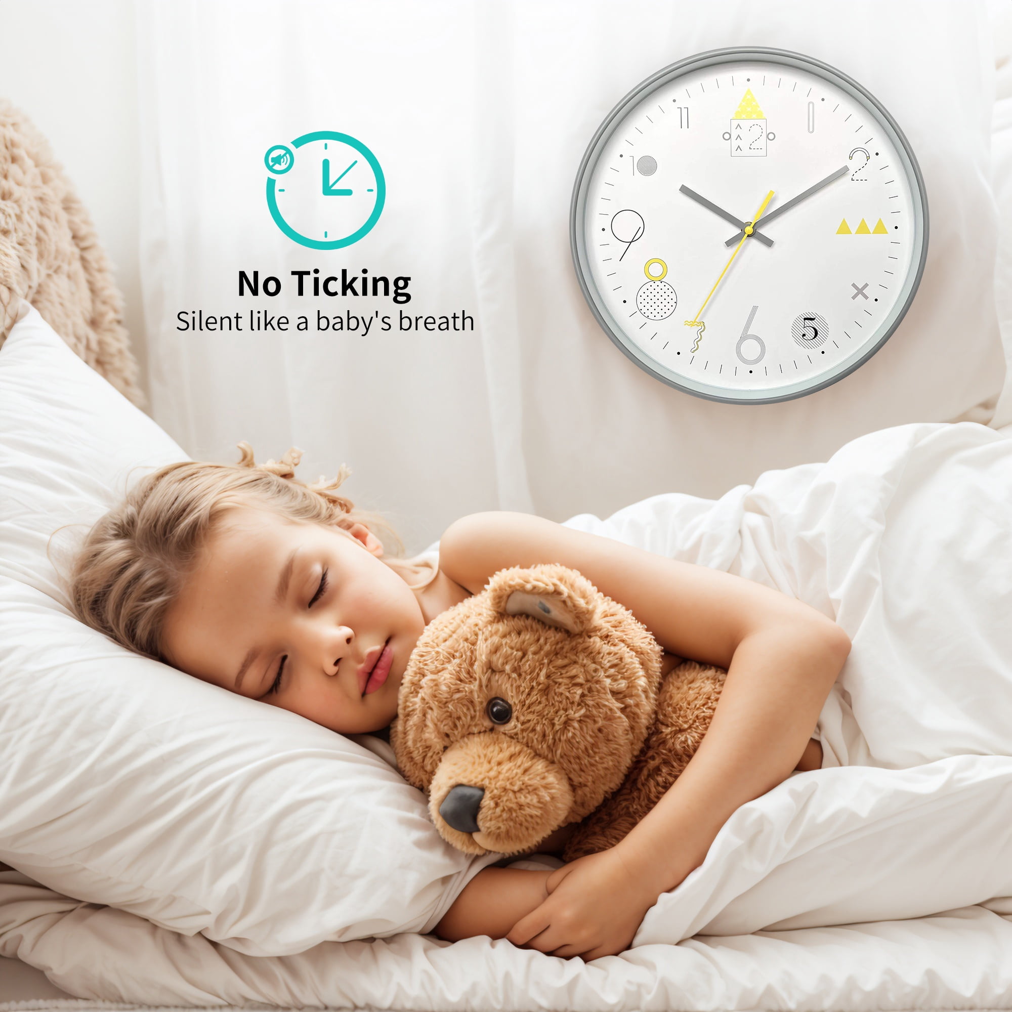 Unique Bargains Modern Silent Non Ticking Battery Operated Wall Clock Orange