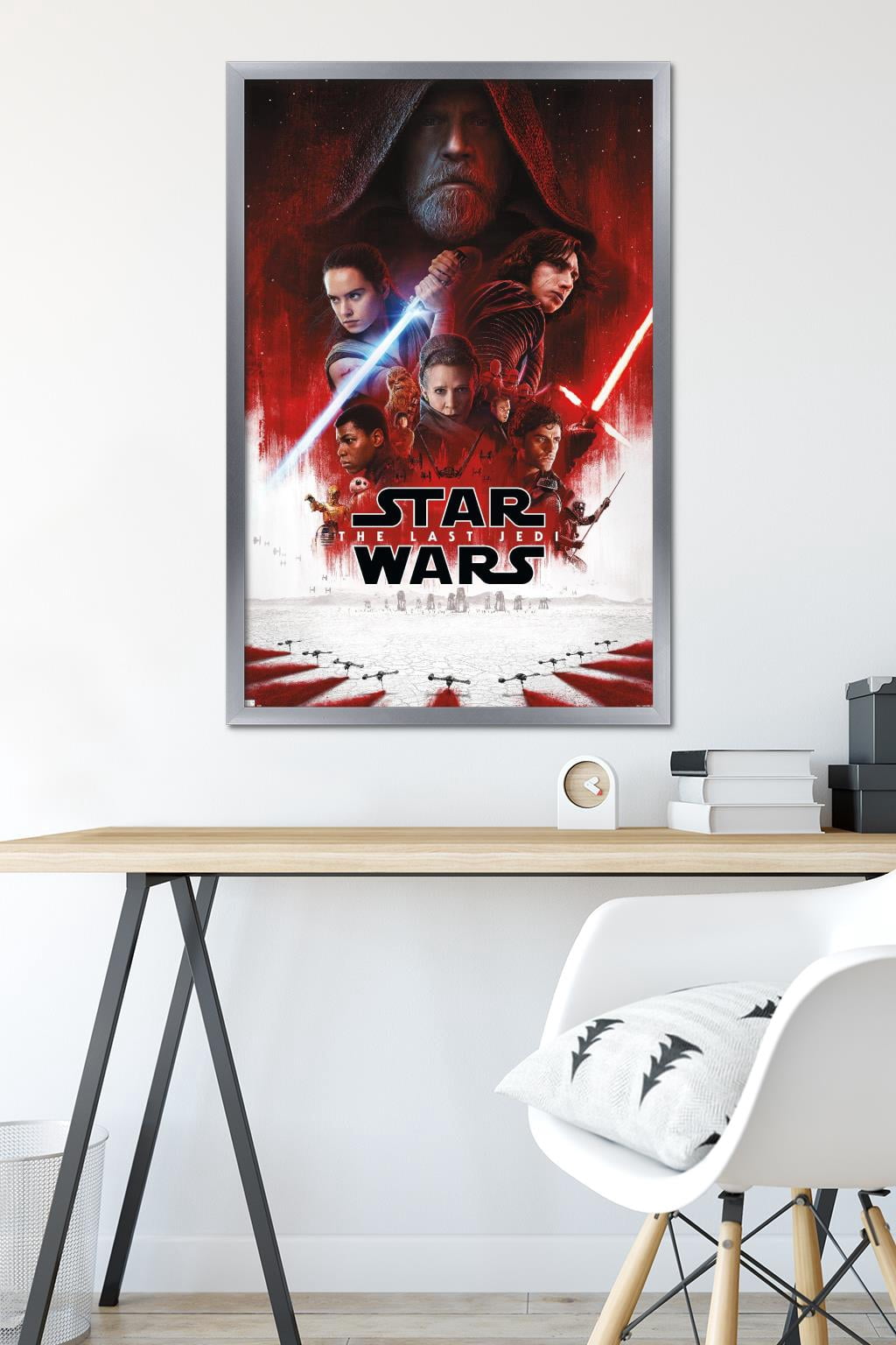 Star Wars: The Last Jedi - One Sheet (No Billing Block) Wall Poster, 22.375" x 34" Framed