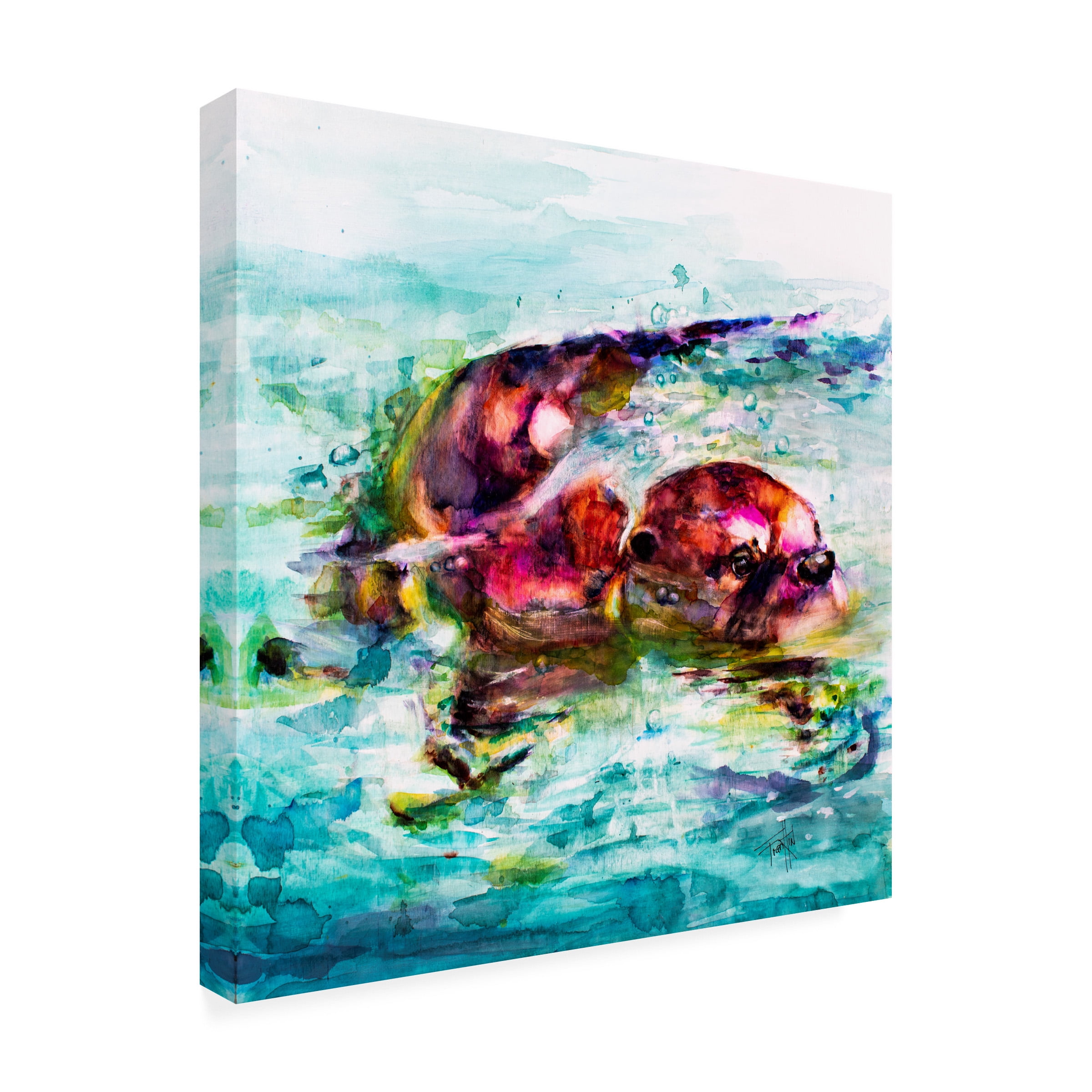 Leslie Franklin 'Water Otter' Canvas Art