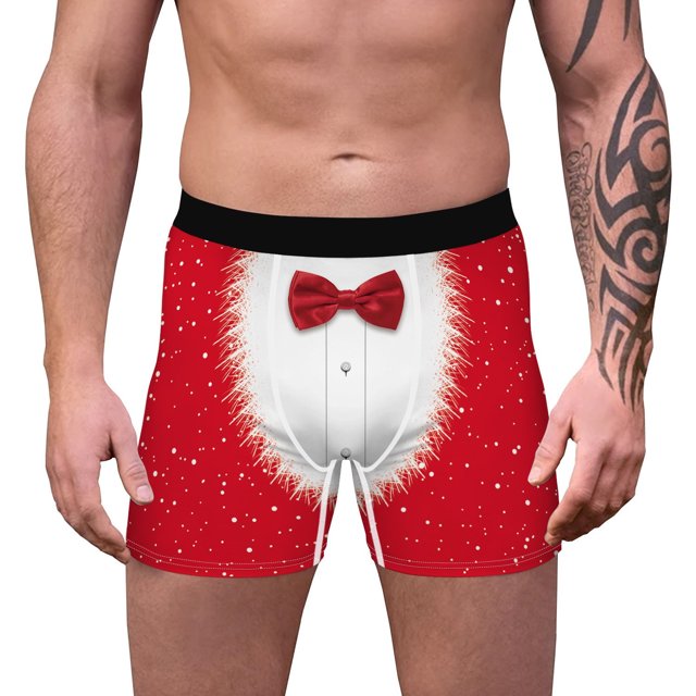LSLJS Christmas Digital Printing Breathable Close Fitting Men's Underpants Comfortable Boxers, Boxers for Men