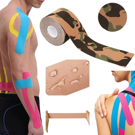 WUXIAB Athletic Training Tape Sports Equipment Tape Gentle On Skin Essential Sport Supply Emergency Injury Care 5cm x 5m Green Camo Athletic Sports Tape Easy Tear Breathable Cotton for Joint Support
