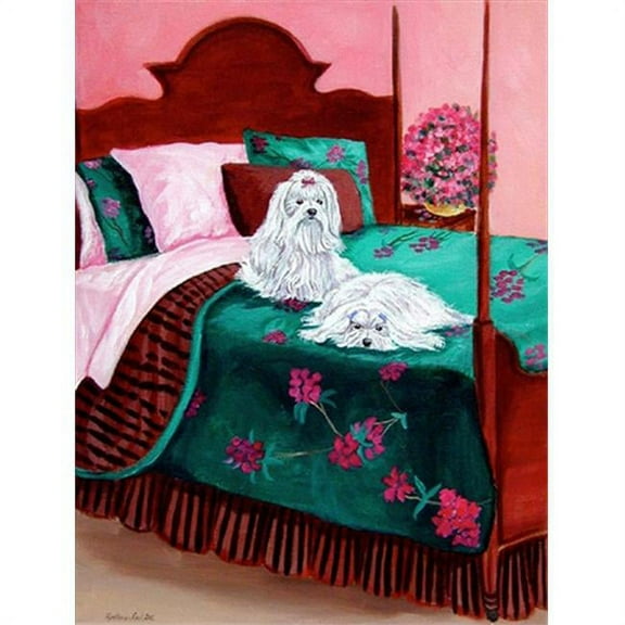 Maltese Waiting on Mom Flag - Garden Size, 11 x 15 in.