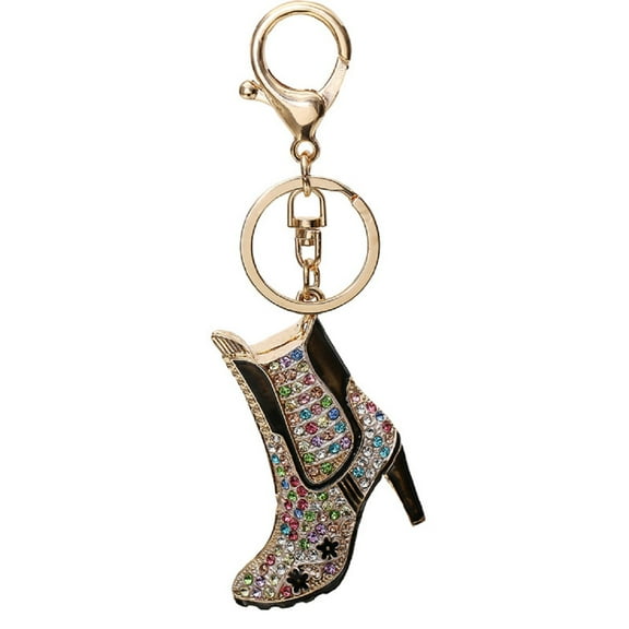 QDDollars High Heel Boots Keychain for Women, Colorful High Heel Shoe Key Chain for Ladies, Cute High-Heeled Shoe Summer Keyring, Sparkling Rhinestone High Heel Shoe Keychain Accessories