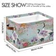 thumbnail image 4 of Yayeee 2 Pack Canvas Storage Basket with Handles for Shelves Fabric Bins Closet Organizer, Green Floral Cranes Pattern, 4 of 8