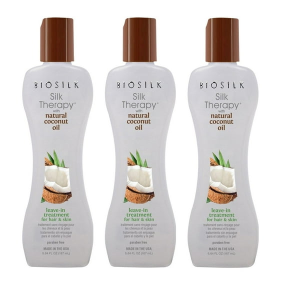 Biosilk Silk Therapy Coconut Leave-In Treatment for Hair & Skin, 5.64 oz (Pack of 3)