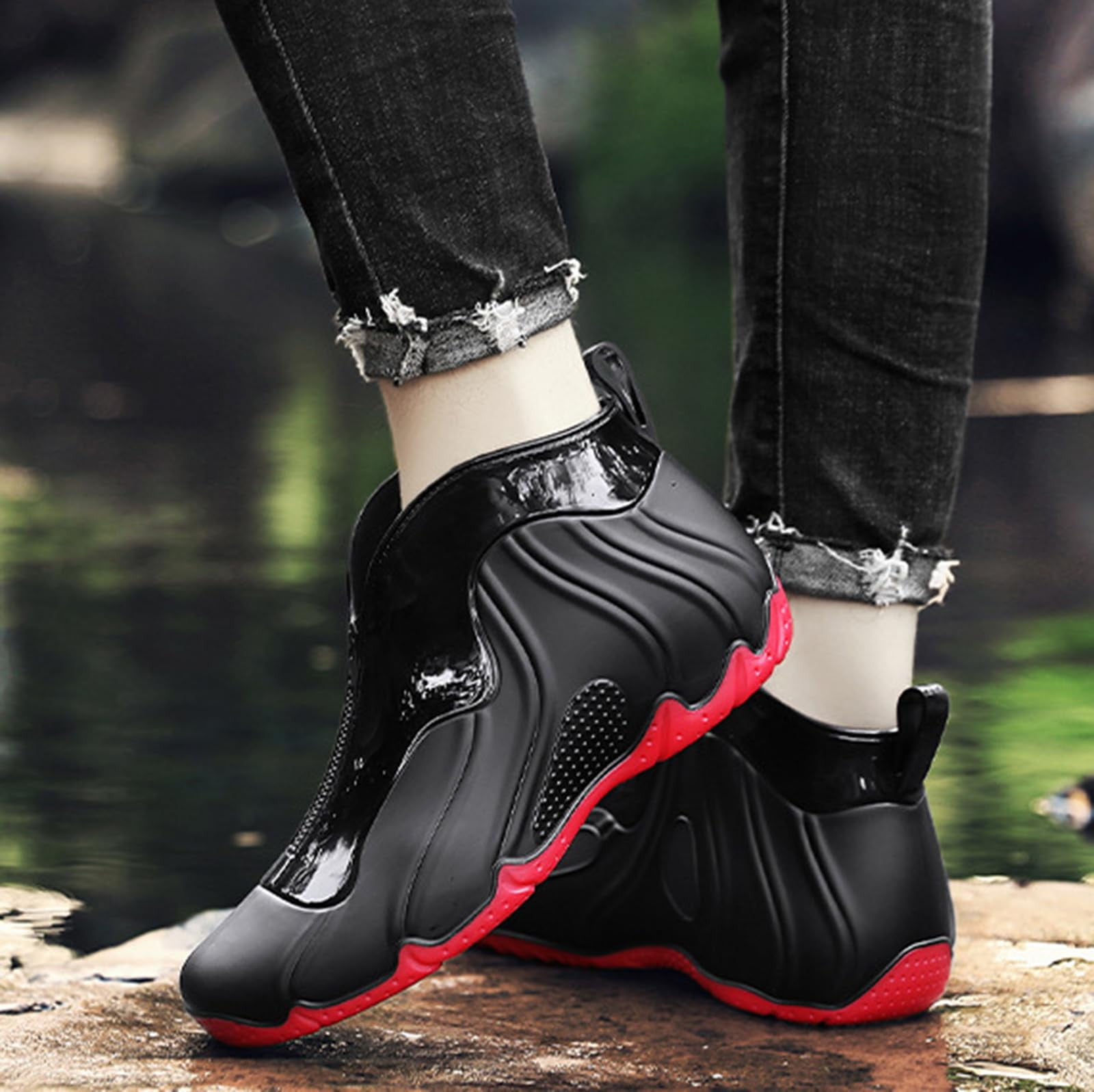 AUXDIQ Rain Boots Men Short Ankle Waterproof Rain Shoes Outdoor Garden Shoes