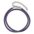 thumbnail image 5 of Auriga 925 Sterling Silver Purple Leather Rh-plated With 2in ext Choker Wrap Bracelet for Women 14", 5 of 7
