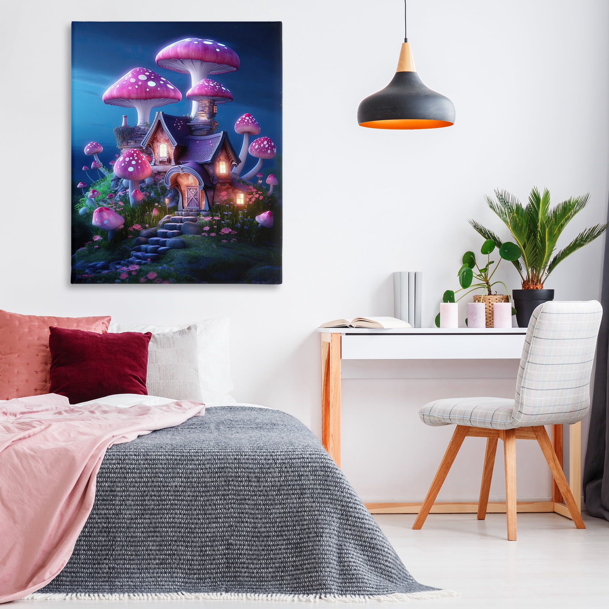 Stupell Industries Mystical Forest Cottage Town & City Painting Gallery Wrapped Canvas Art Print Wall Art, 36 x 48