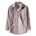 thumbnail image 2 of Lroveb Men's Casual Solid Corduroy Shirt Long Sleeve Pocket Turn-Down Collar Top Mens Top, 2 of 7