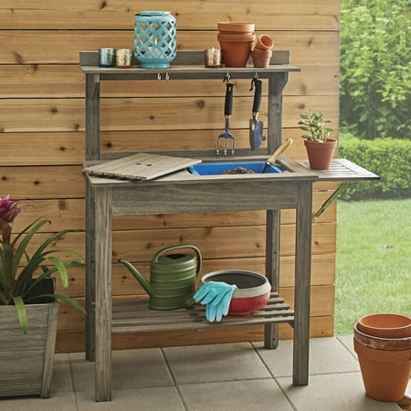 Better Homes & Gardens Gray Wood Potting Bench