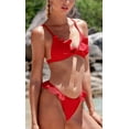 thumbnail image 3 of Charmo Womens Ruffle Bikinis Ribbed Triangle High Cut 2 Piece Bathing Suit, 3 of 7