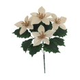 thumbnail image 3 of Flor artificial,Flor de Pascua artificial para fiestas en interiores y exteriores,Decoración fotográfica de aniversario con flor de Pascua falsa,Ramo de flores artificiales navideñas Dorado, 3 of 10