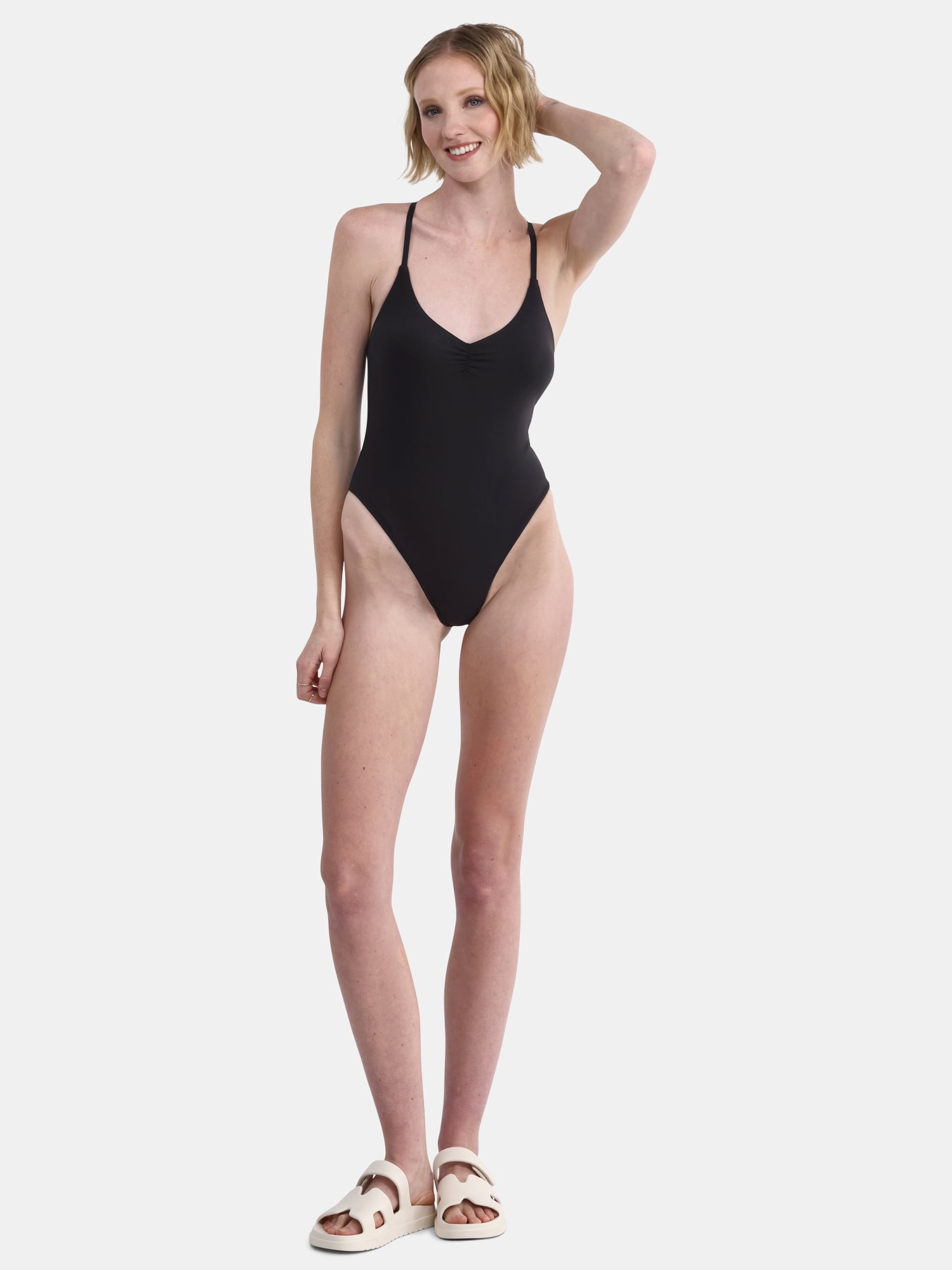 No Boundaries Women's Sculpting Ruched One Piece Swimsuit, Sizes XXS - XXL