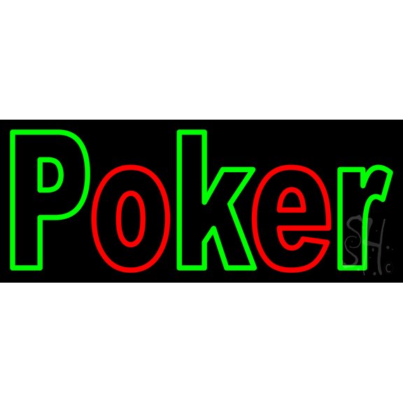 Block Poker 2 LED Neon Sign 13 x 32 - inches, Black Square Cut Acrylic Backing, with Dimmer - Bright and Premium built indoor LED Neon Sign for wall décor, arcarde, and storefront.