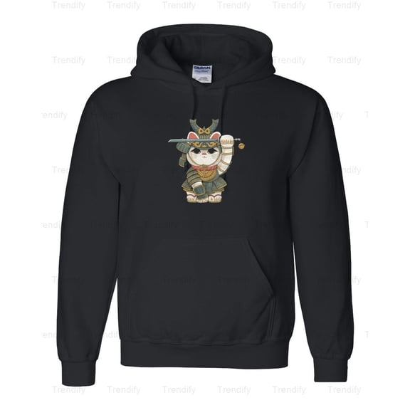 Funny Lucky Cat Samurai Japanese Warrior Anime Hoodie M3082415, Up to Size 5XL