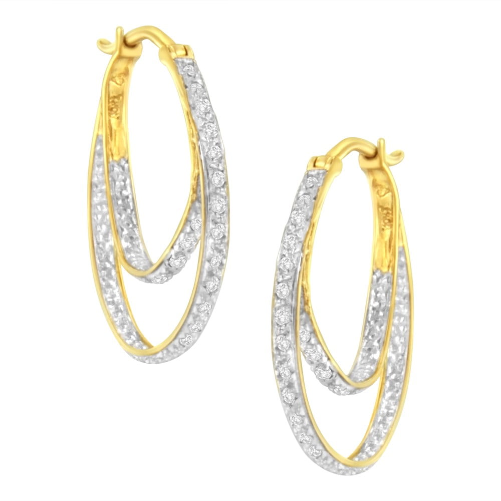 Green Diamond Earring Goldenstar 0.25Ct 10k Gold Hoop Earring