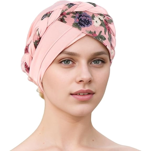 Satin Sleep Cap for Women - Pre-Tied Turban Head Wrap, Floral Print Bonnet, Soft Breathable Headscarf for Sleeping, Natural Hair, Easy Care, All Seasons(XX)