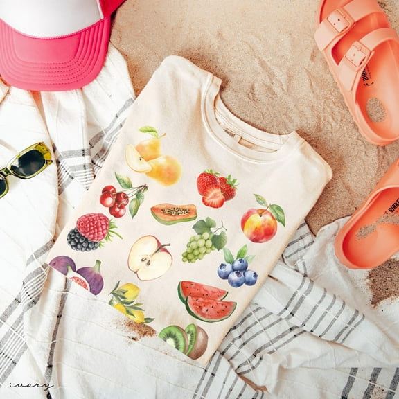Comfort Colors Tropical Fruit T-Shirt, Cute Fruity Shirt, Cottagecore Lemon Citrus Strawberry Aesthetic Retro Summer Vibe Tee, Gift For Her