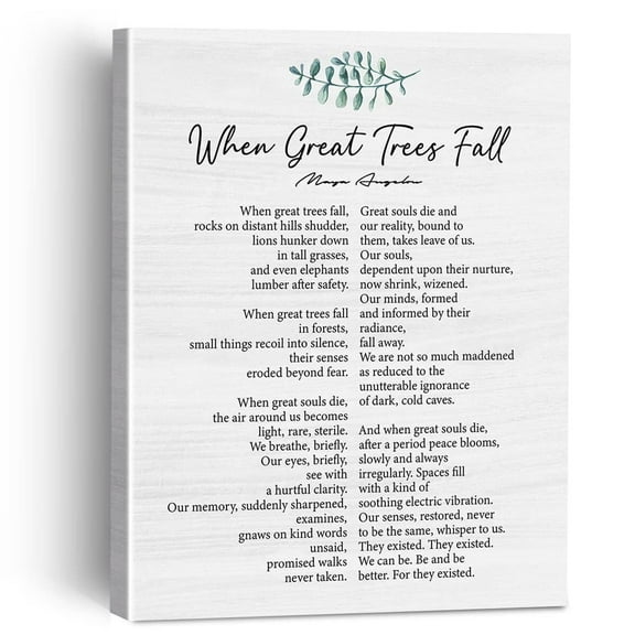 When Great Trees Fall Poem Canvas Painting Framed Wall Art Decor for Living Room Bedroom, Poem Canvas Poster Print Decorative Gift