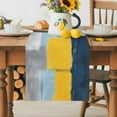thumbnail image 5 of Blue Gray Yellow Oil Painting Table Runner, Abstract Art Kitchen Table Runners Dress Scarves for Table Decorations Party/Restaurant/Indoor Outdoor Use, 18x72in, 5 of 9