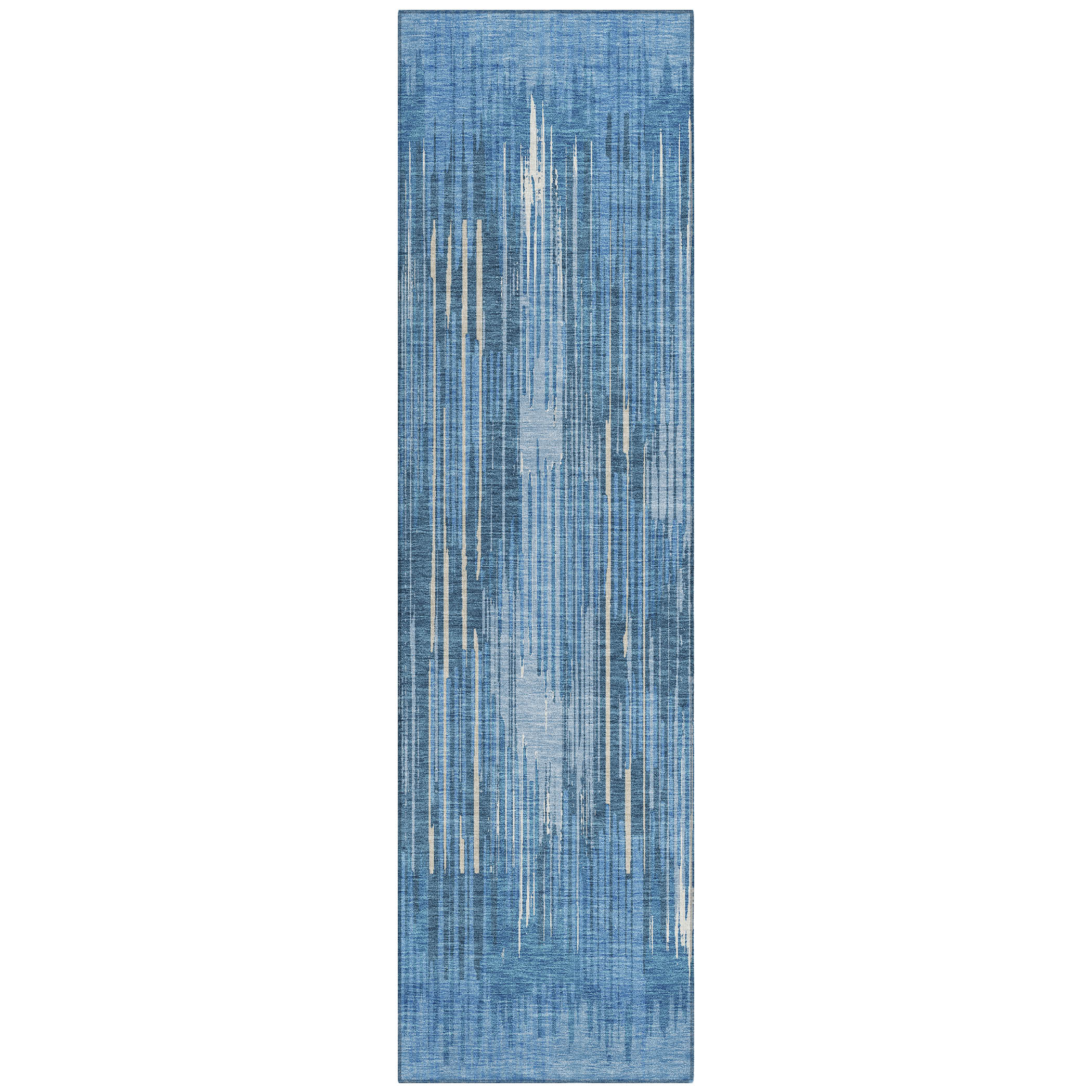 Addison Rugs Chantille Indoor/Outdoor Transitional Stripes Blue Washable Runner Rug, 2'3" x 7'6"