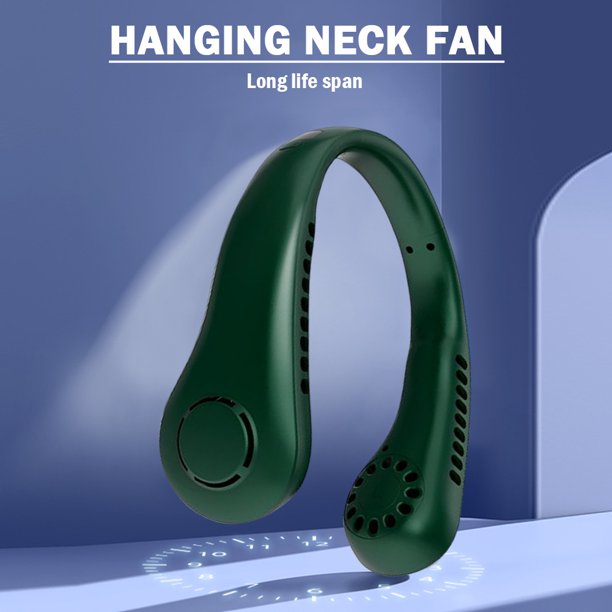 Ventilador Cuello colgante sin aspas Cómoda banda para el cuello para el hogar al aire libre (A) Verde