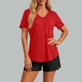 thumbnail image 4 of Maqroz Chandail de Protection Solaire à Manches Courtes pour Femmes, Léger, Séchage Rapide, UPF 50+ Protection UV, Maillot Dermoprotecteur, Col Rond, Randonnée en Plein Air, Pêche, T-Shirt de Base, Ourlet Arrondi, Hauts, Rouge, G, 4 of 7