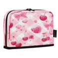 thumbnail image 2 of Standing Pencil Case with Base Large Capacity Stationery Pouch Pen Bag with Zipper for Women Men Cherry and Pink Bow Pattern, 2 of 7