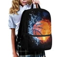 thumbnail image 3 of KUIFORTI Basketball Backpack For School Girls Fire Water Middle School Bookbag for Boys Teens Black Zipper Shoulder Backpack Kids 17 Inch Schoolbag with Side Pockets for Water Bottle & Umbrella, 3 of 6