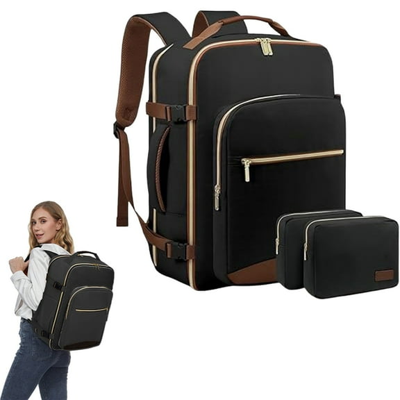 Travel Backpack for Women & Men, TSA Approved Carry On Luggage with 3 Packing Cubes, Overnight Bag & Personal Item Bag, Fits 17" Laptop (18×14×8 Inches)